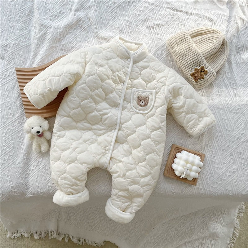 3-6-9-12 Month Old Baby One-Piece Clothes Ins Fashion Baby Romper Clothes In Autumn And Winter With Cotton Ripples